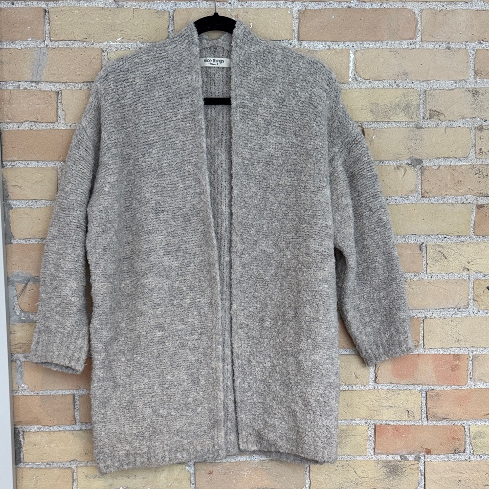 Nice Things Heather Gray Open-Front Cardigan